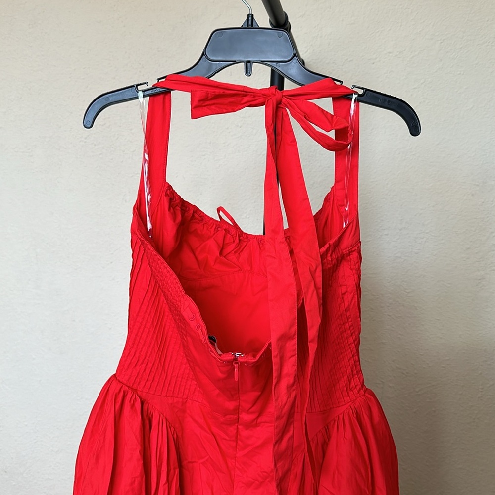 HOUSE OF CB 'Adabella' Italian Tomato Cotton Halter Sundress NWOT size L - Picture 9 of 12
